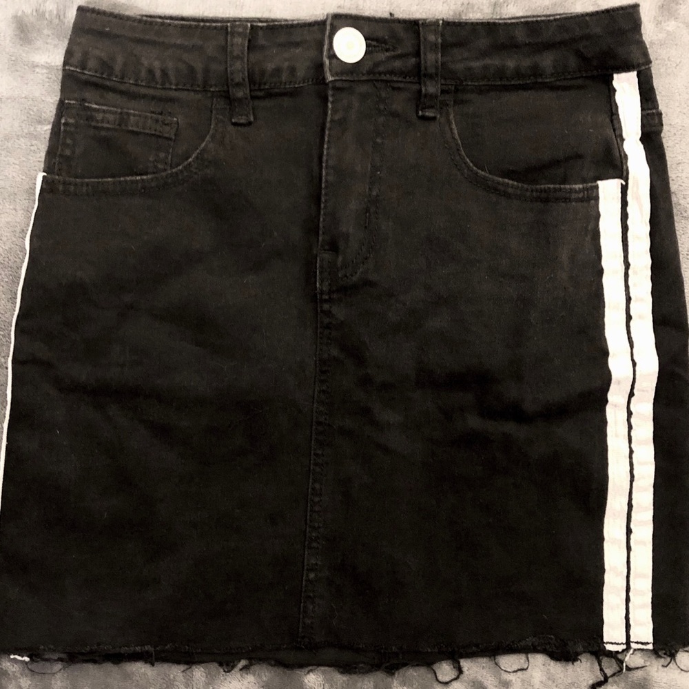 Black Denim Mini Skirt
